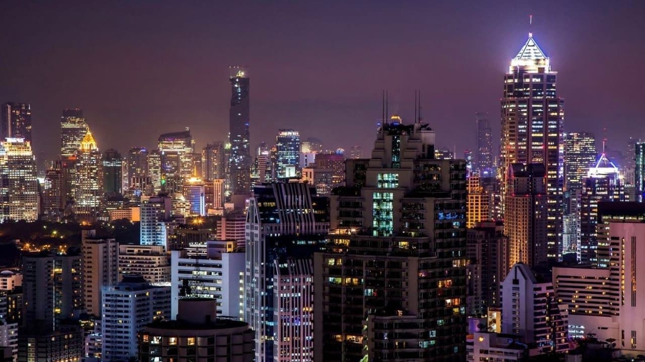 Johannesburg skyline lit up at night